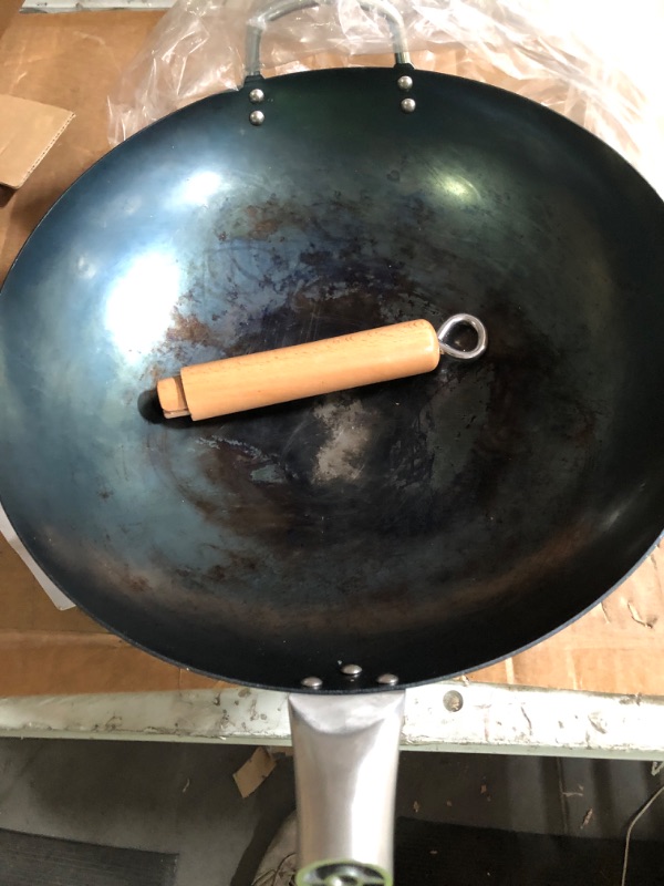 Photo 2 of **Damaged**mMlpes Wok - 13.5" Pre-Seasoned Carbon Steel Wok | Blue 13.5''