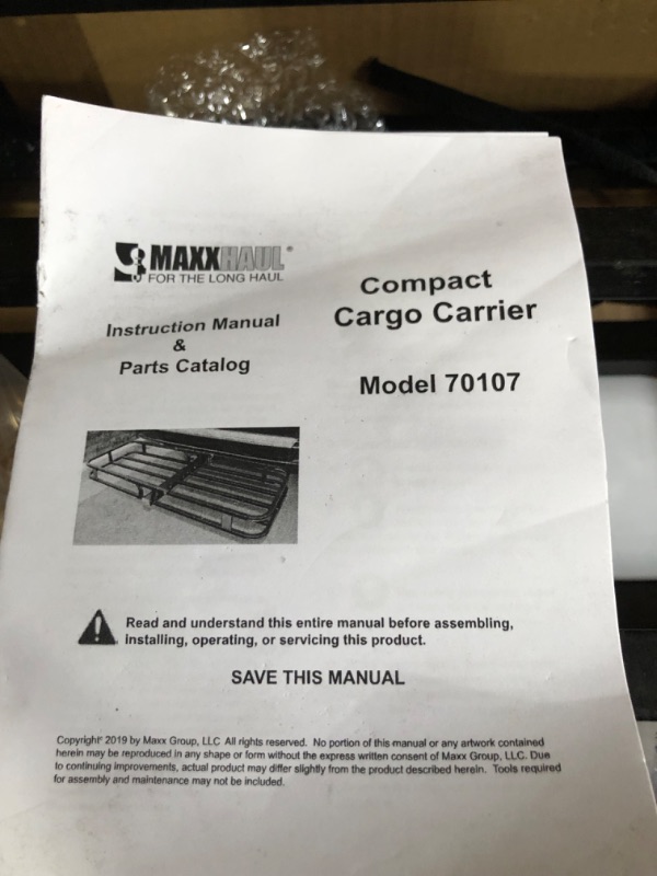 Photo 2 of MaxxHaul 70107 53" x 19-1/2" Hitch Cargo Carrier - 500-lb Load Capacity , Black