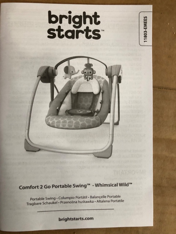 Photo 1 of Bright Starts Whimsical Wild Portable Compact Automatic Deluxe Baby Swing with Music and Taggies