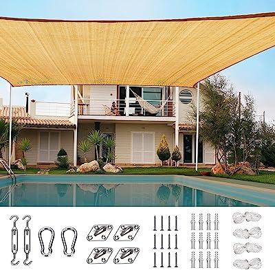 Photo 1 of **NO HARDWARE**SHADE ONLY**
Quictent 12x9ft Large Oversized Rectangle Sun Shade Sail 185G HDPE Canopy 98% UV Block 12'x9' 