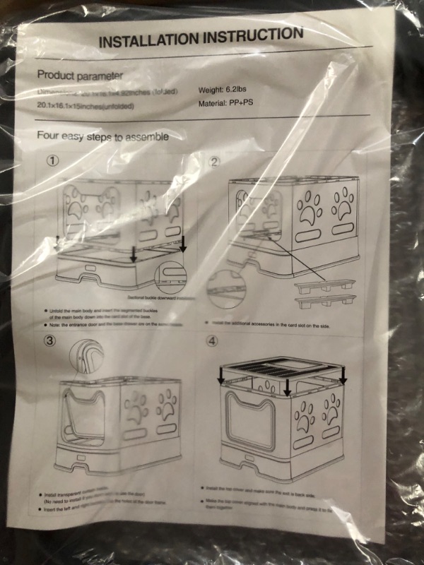 Photo 4 of  Foldable Cat Litter Box with Lid, Extra Large Litter Box with Cat Litter Scoop