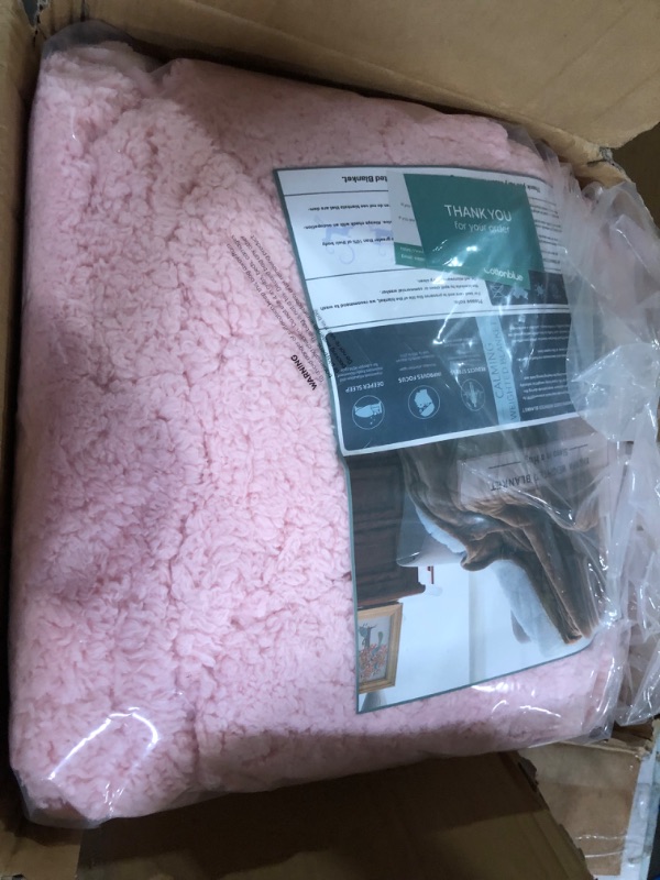 Photo 2 of (REFERENCE PHOTO)Sherpa Fleece Weighted Blanket 15 lbs for Adult, 48 x 72 15 lb Pink