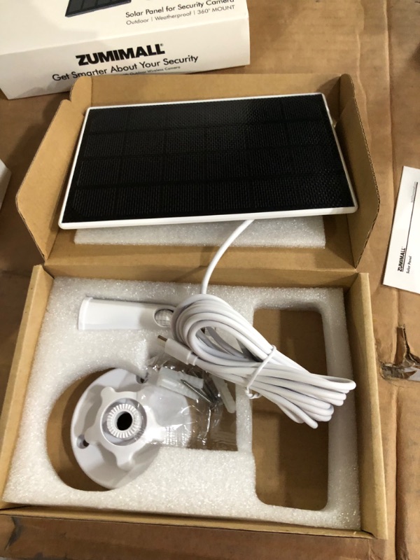 Photo 2 of Solar Panel for Wireless Camera ZUMIMALL F5/X1/X2, IP66 Waterproof Solar Panel with 10ft Charge Cable