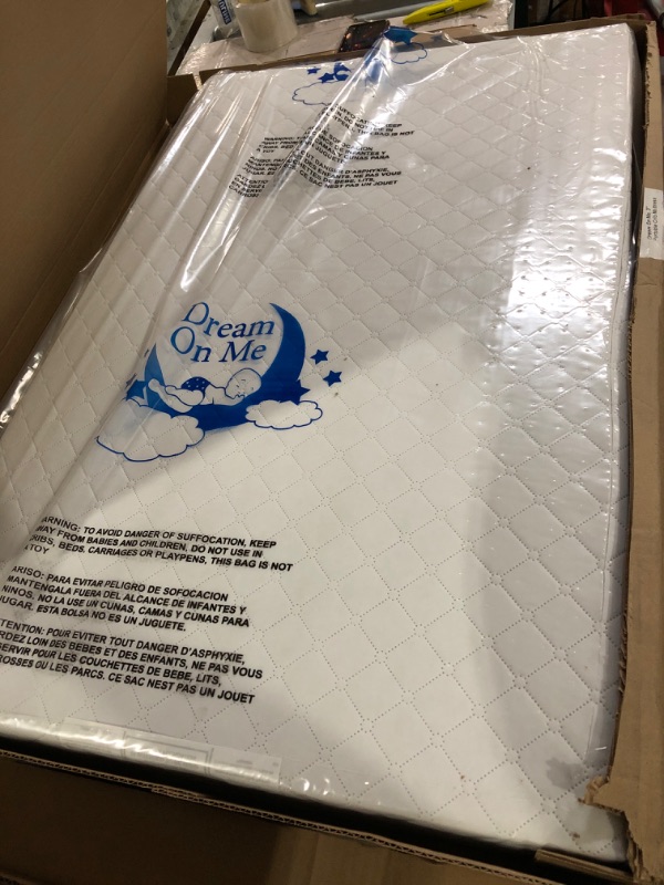 Photo 4 of Dream On Me Holly 3” Fiber Portable, Greenguard Gold Certified, Waterproof Vinyl Cover, Lightweight Mini Crib Mattress, White