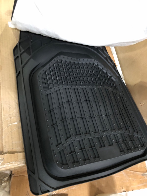 Photo 3 of Motor Trend 943-BK FlexTough Defender Car Floor Mats -Next Generation Deep Dish Heavy Duty Contour Liners for Car SUV Truck & Van-All Weather Protection, Trim to Fit Most Vehicles Black