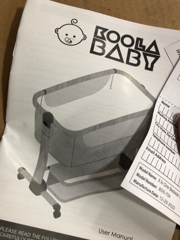 Photo 2 of 3 in 1 Baby Bassinet, Bedside Sleeper, & Playpen, Easy Folding Portable Crib (Grey)- KoolaBaby