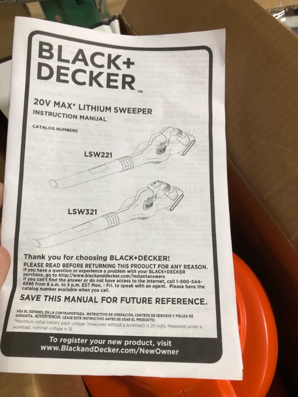 Photo 3 of **MISSING BATTERY AND CHARGER**
Black + Decker Hard Surface Sweeper, Cordless LSW221