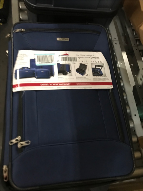 Photo 2 of American Tourister Fieldbrook XLT Softside Upright Luggage, Navy, 4-Piece Set (BB/DF/21/25)