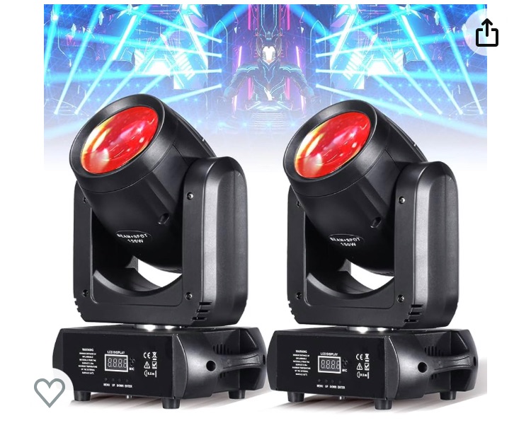 Photo 1 of 150W LED Moving Head Lights Beam GOBO 18 Face Roto Prism Super Bright Dj Disco Light Stage Light (2 Pack)