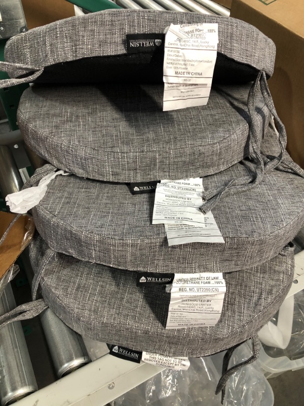 Photo 3 of  Wellsin Dining Chairs, Kitchen Chair Pads with Ties, 16" x 16" x 2", Light Grey, 4 Pack Light Grey 4 Count