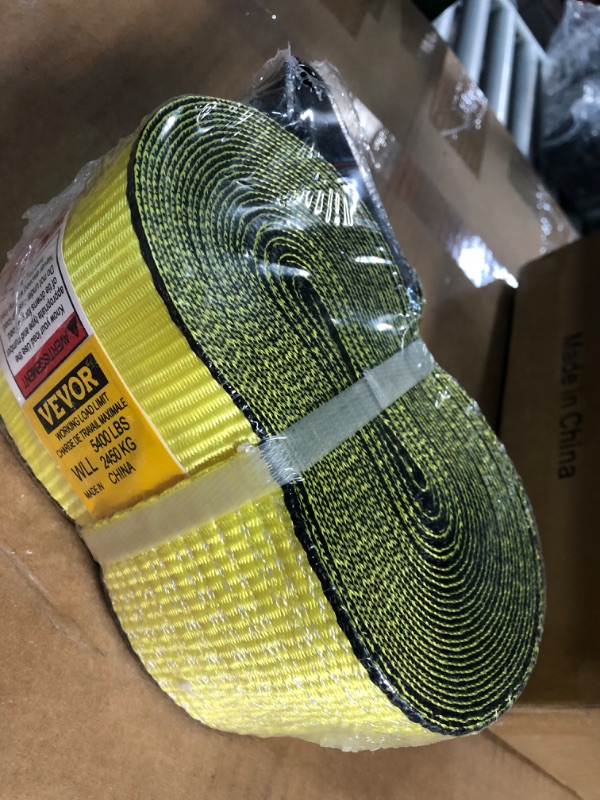 Photo 3 of 4" x 30' DKG Cargo Winch Strap with Flat Hook - Ideal Flatbed Truck Tie Down (1 Pack)