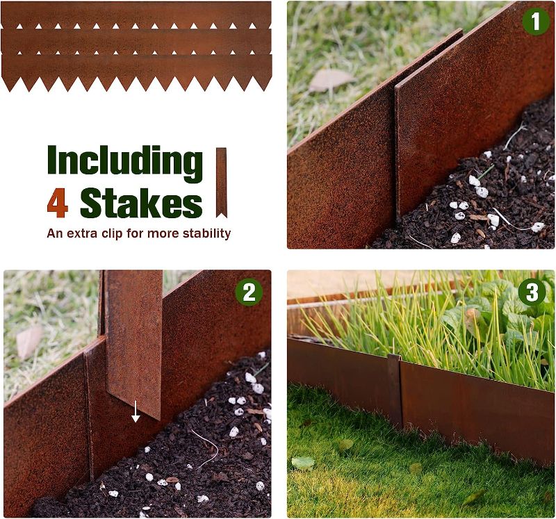 Photo 1 of **LIKE NEW**Worth Garden 3-Pack Pre-Rusted Cor-Ten Steel Landscape Edging - 40" L x 5.5" H(10Ft Total)