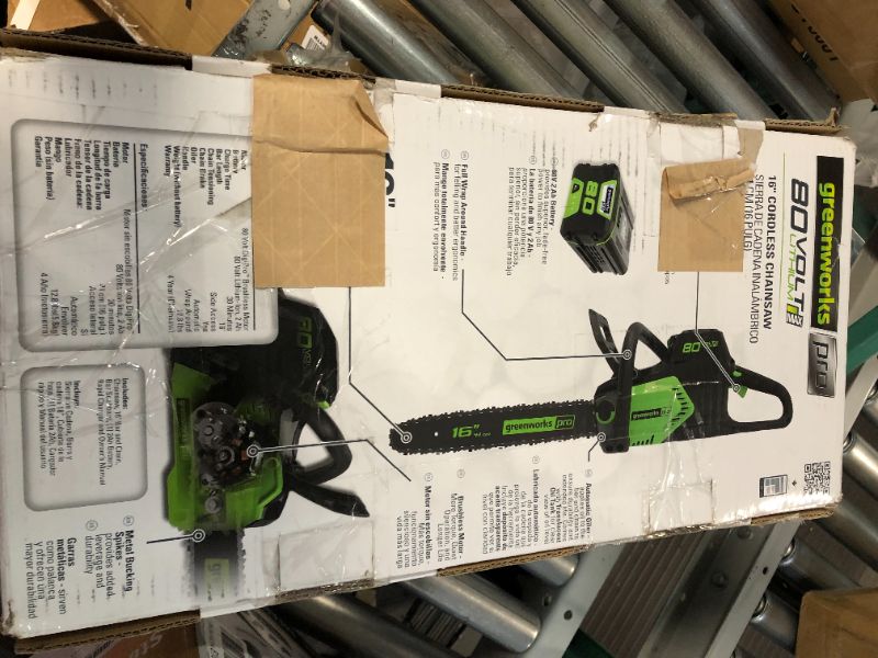 Photo 9 of **SEE NOTES** Greenworks Pro 80V 2.0Ah 16-Inch Brushless Cordless Chainsaw