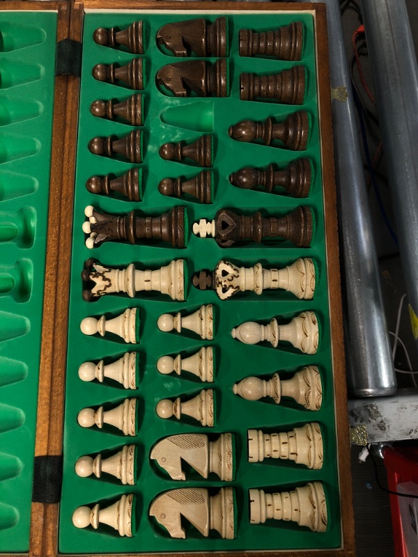 Photo 3 of Handmade Chess Set European Ambassador with 21 Inch Board and Hand Carved Chess Pieces WEGIEL