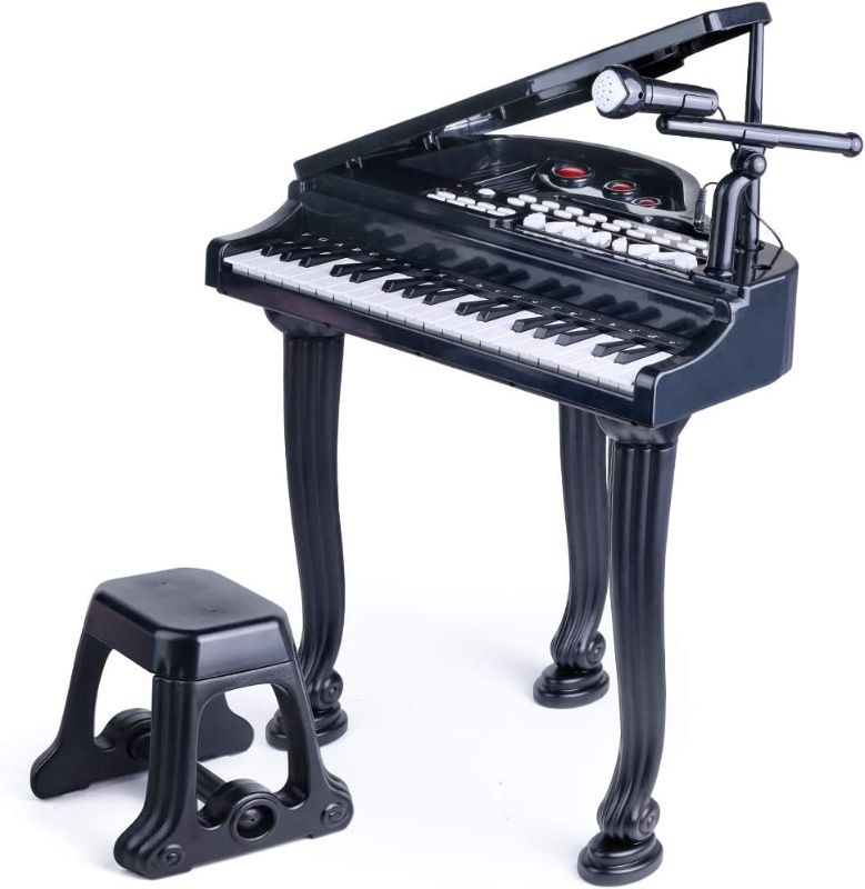 Photo 1 of BAOLI 37 Keys Toddler Piano Toy Keyboard Black for Kids Birthday Gift 3 4 5 6 Years Old Kids with Microphone Stool Electronic Keyboard Multifunctional Toy Piano 