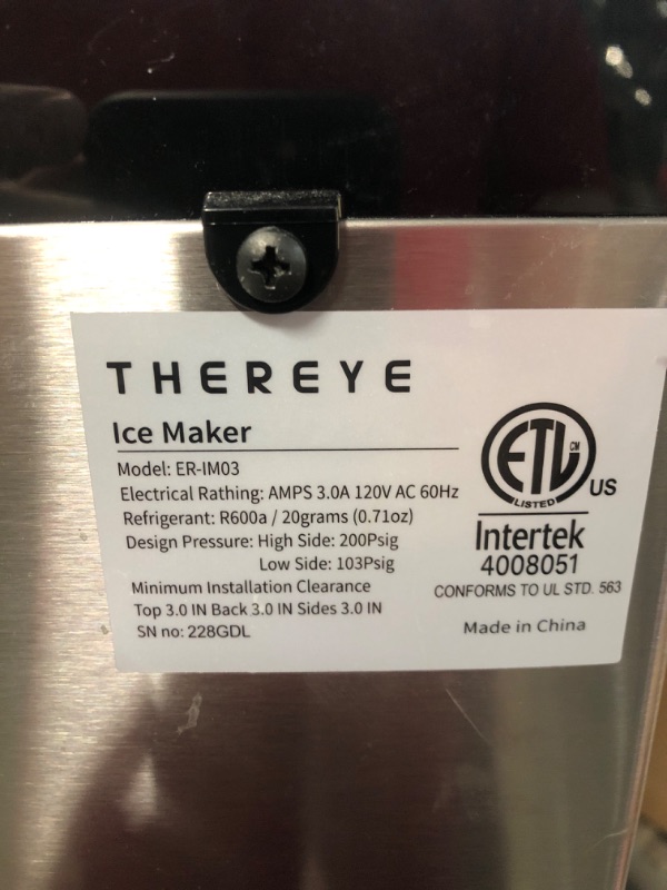 Photo 3 of ***USED - SEE NOTES*** Thereye Countertop Nugget Ice Maker, 30lbs Per Day, 3Qt Water Tank
