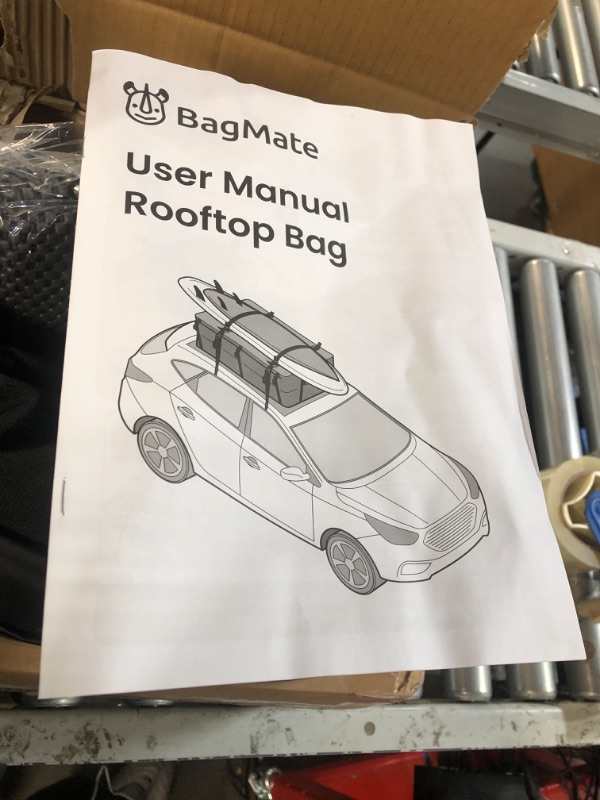 Photo 2 of BagMate Military-Grade Waterproof Roof Bag - Rooftop Cargo Carrier – 19 Cubic Feet. (540L) with 4 Door Hooks, Zipper/Buckle Closure, Extra Strap – Black Roof Bag for Cars with or Without Rack XL 19 Cu. Ft.