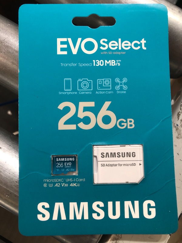 Photo 2 of SAMSUNG EVO Select Micro SD-Memory-Card + Adapter, 256GB microSDXC 130MB/s Full HD & 4K UHD, UHS-I, U3, A2, V30, Expanded Storage for Android Smartphones, Tablets, Nintendo-Switch (MB-ME256KA/AM)