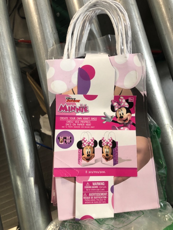 Photo 2 of Amscan Mini Mouse Party Favor Paper Bags - 8.25' x 5' x 3.25' | Multicolor - Pack of 8 Party Favor Bags