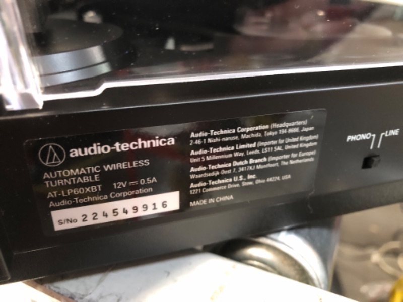 Photo 4 of OPENED Audio-Technica AT-LP60XBT-BK Fully Automatic Bluetooth Belt-Drive Stereo Turntable, Black, Hi-Fi, 2 Speed, Dust Cover, Anti-Resonance, Die-cast Aluminum Platter Black Wireless Turntable