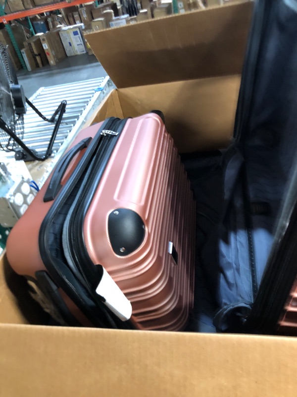 Photo 2 of *Some Cosmetic Damage* - MISSING LARGEST LUGGAGE PIECE*
Travelers Club Midtown Hardside 4-Piece Luggage Travel Set, Rose Gold 4-Piece Set Rose Gold