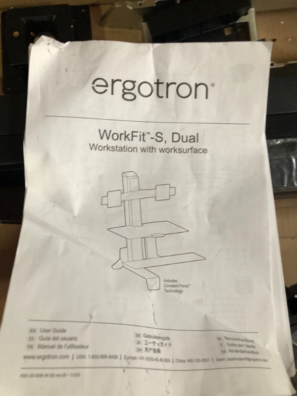 Photo 2 of **SEE NOTES**
Ergotron – WorkFit-S Dual Monitor Standing Desk Converter, Sit Stand Workstation for Tabletops – with Worksurface, Black With Worksurface Black