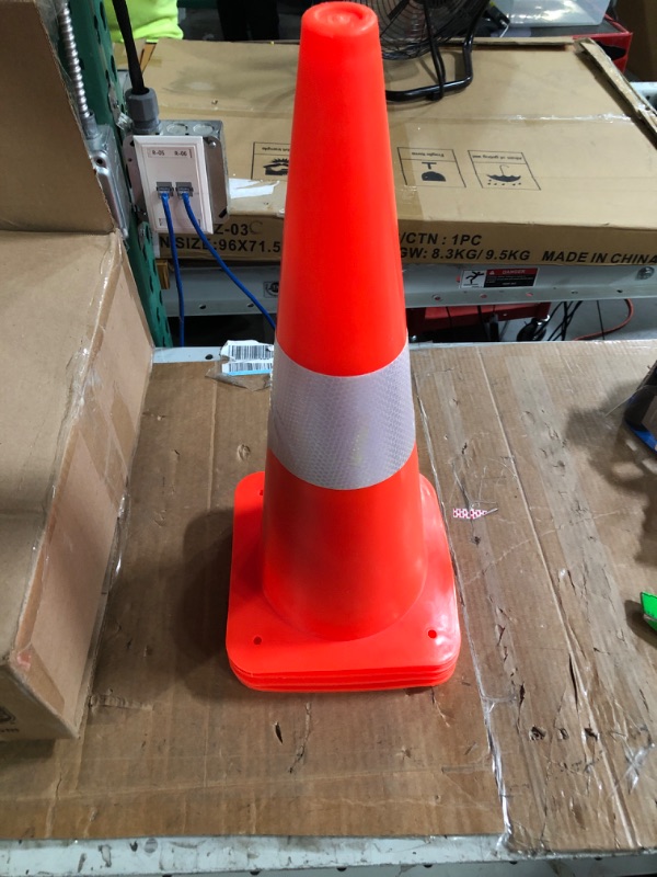 Photo 2 of 18 Inch Traffic Safety Cones with Reflective Collars,Orange Hazard Caution Cone Road Street Parking Cone,