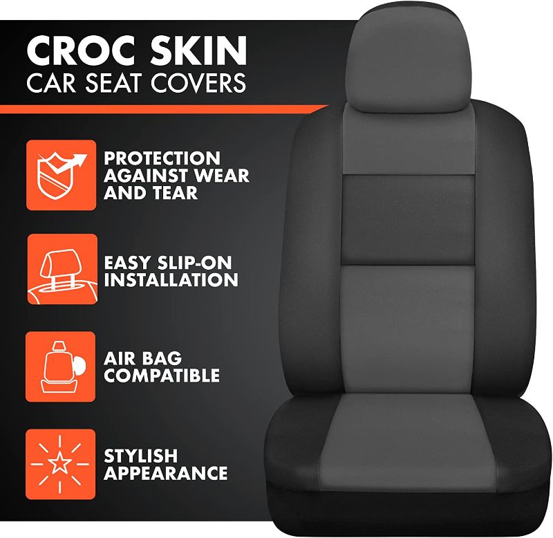 Photo 1 of BDK Croc Skin Faux Leather Car Seat Covers, Black Seat Cover FRONT