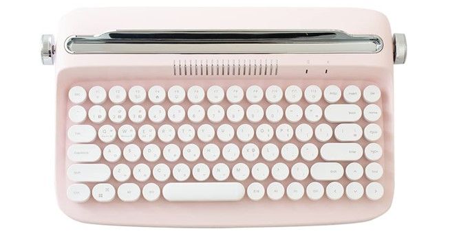 Photo 1 of YUNZII ACTTO B303 Retro Bluetooth Typewriter Keyboard (English, Baby Pink),Garden Cats Desk Mat