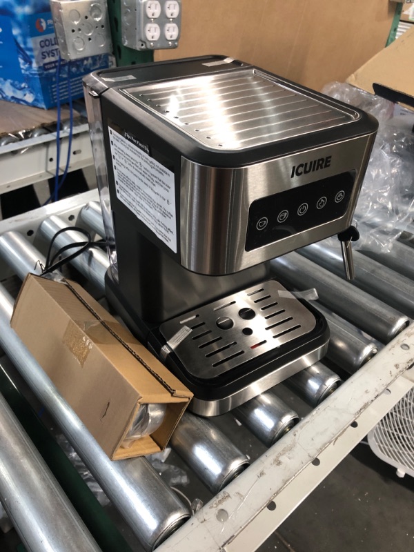 Photo 2 of *UNTESTED* ICUIRE Espresso Machine with Milk Frother, 20 Bar Pump Pressure Coffee Machine, 1.5L/50oz Removable Water Tank, 1050W Semi-Automatic, BLACK