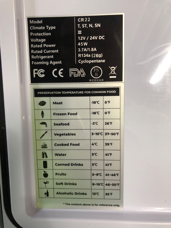 Photo 4 of *UNTESTED* BougeRV 12 Volt Refrigerator 12V Car Fridge 23 Quart Portable Freezer Compressor Cooler