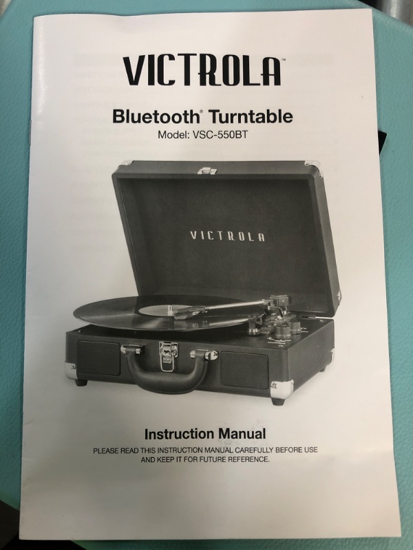 Photo 5 of *DAMAGED, UNTESTED* Victrola Vintage 3-Speed Bluetooth Portable Suitcase Record Player with Built-in Speakers, Model Number: VSC-550BT