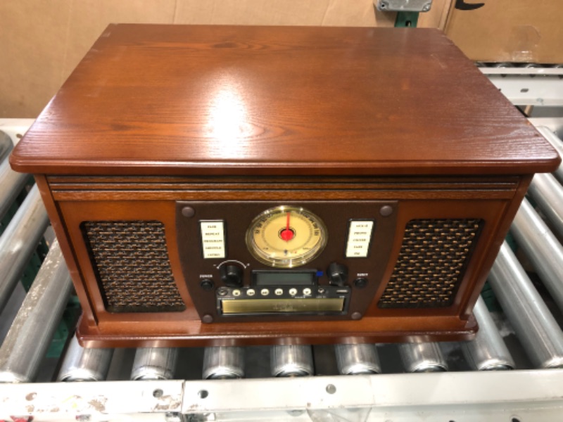 Photo 2 of *UNTESTED* Victrola 8-in-1 Bluetooth Record Player & Multimedia Center, Built-in Stereo Speakers - Turntable, Real Wood | Espresso