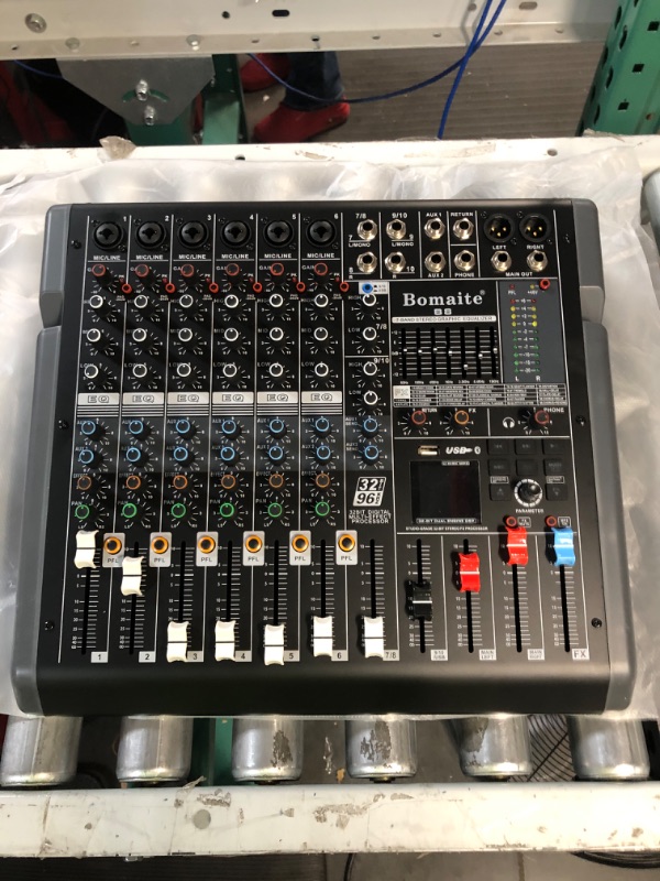 Photo 2 of *UNTESTED* 8-Channel Mixer 99 Effects 7 Band EQ Bluetooth Studio Audio Mixer for PC Recording Input, XLR Microphone Jack, 48V Power