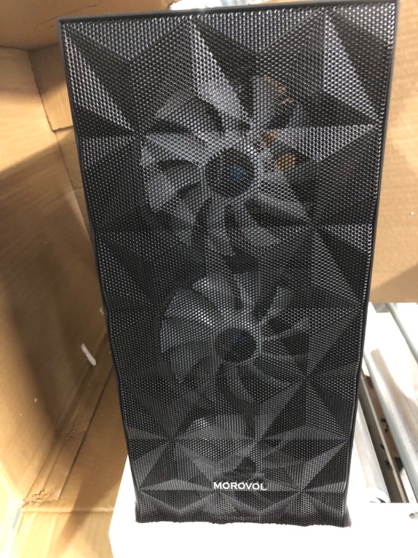 Photo 2 of MOROVOL ATX PC Case Pre-Install 4pcs RGB Fans, Gaming Computer Case with Diamond-Shaped Mesh Front