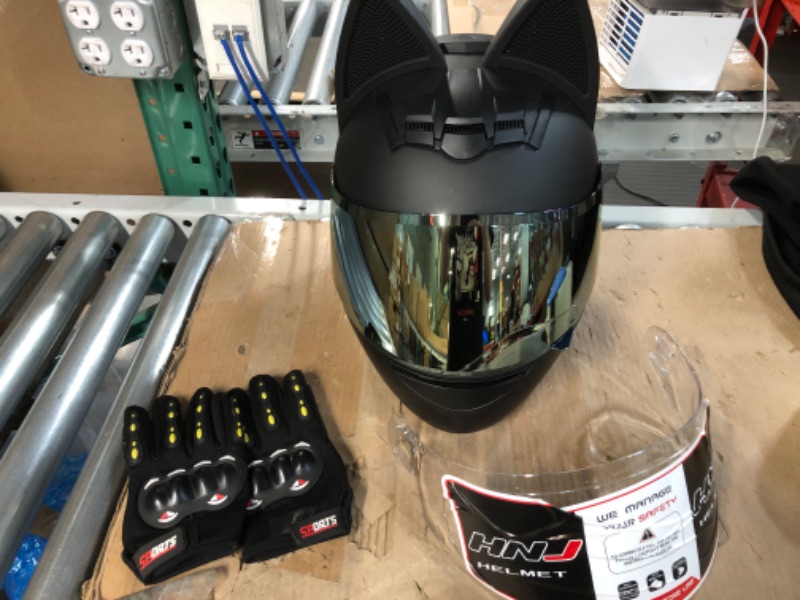Photo 2 of [Like New] Adult Personalized Cat Ear Motorcycle Helmet - Large