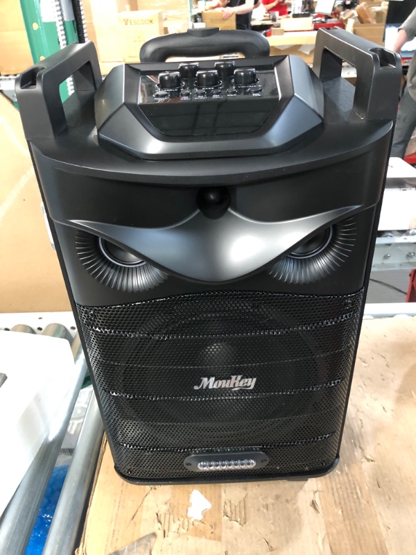 Photo 3 of [Working] Moukey Karaoke Machine, ,Portable Bluetooth Speaker w/ 2 Wireless Microphones, Support TWS/REC/AUX/MP3/USB/TF/FM 10" Subwoofer