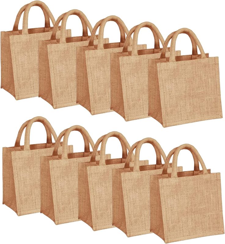 Photo 1 of [Brand New] Small Jute Burlap Tote Bags, [10 Pack], Eco-Friendly 16" x 12"