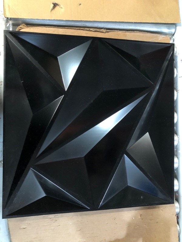 Photo 3 of [Brand New] Art3dwallpanels PVC 3D Wall Panel Diamond for Interior Wall Décor in Black, Pack of 12 