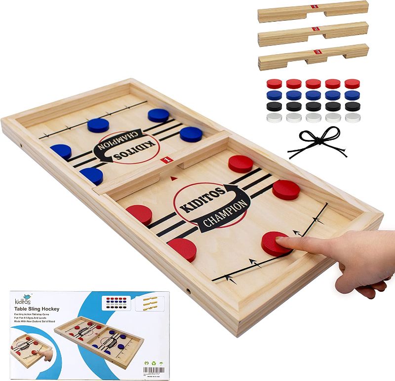 Photo 1 of [See Notes] Kiditos Fast Sling Puck Game and Chess Board Set