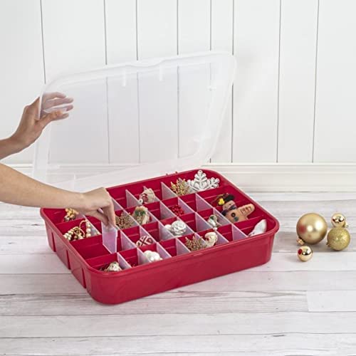 Photo 1 of [See Notes] Sterilite Red Holiday Ornament Adjustable Storage Container Organizer Case- Holds 32 Ornaments