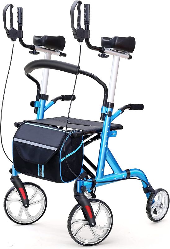 Photo 1 of **COLOR IS RED NOT BLUE**
Lenificar Upright Walker, Stand Up Rollator Walker for Seniors with Seats and 10" Wheels,Padded Armrest and Backrest