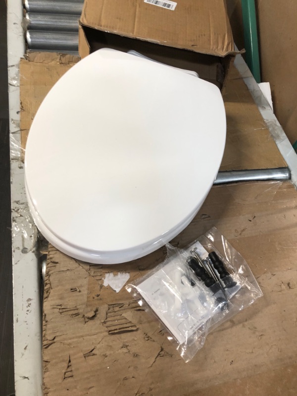 Photo 2 of **HARDWARE IS LOOSE IN BOX**
Heavy Duty Traditional SoftClose Elongated Toilet Seat Compatible with TOTO Toilet Seat Replaceable, Oval, White
