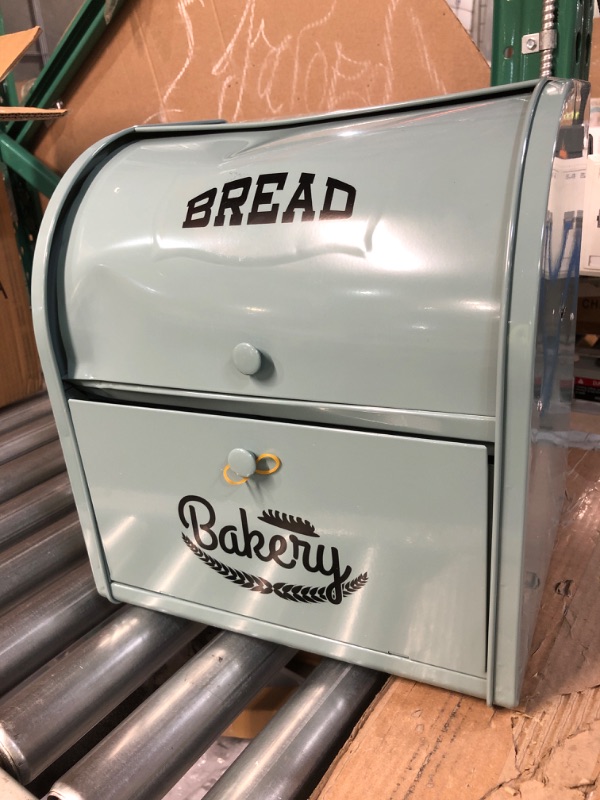 Photo 2 of *DAMAGED* Olebes Bread Box, Metal Bread Box, Countertop Bread Storage Container, Green
*DENTED*