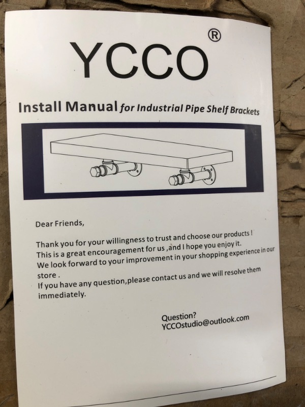 Photo 4 of *APPEARS NEW* YCCO Pipe Shelf Bracket DIY L Pipe Wall Bracket for 8 inch Wood Floating Shelf. 6 Packs, Included Accessories