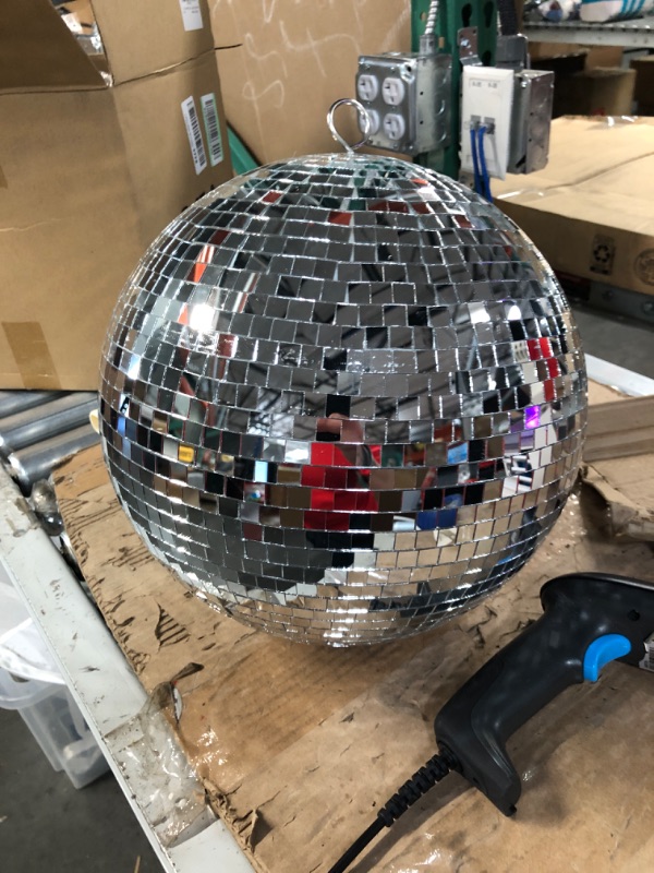 Photo 3 of 12" Disco Ball Mirror Ball Disco Party Decoration Stage Light Dj Light Effect Home Business Christmas Display Decoration Silver