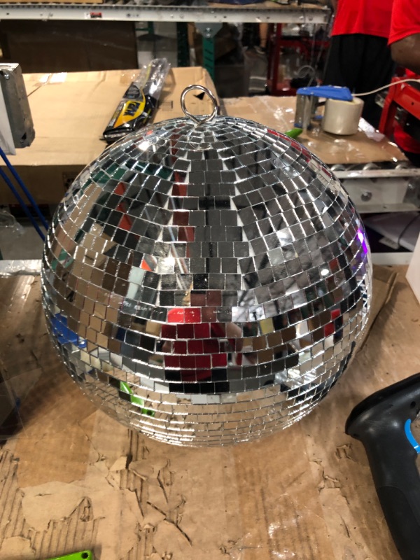 Photo 2 of 12" Disco Ball Mirror Ball Disco Party Decoration Stage Light Dj Light Effect Home Business Christmas Display Decoration Silver