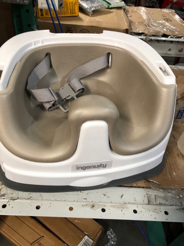 Photo 2 of Ingenuity Baby Base 2-in-1 Booster Feeding and Floor Seat with Self-Storing Tray, Slate *** used item *** see photos for damage 