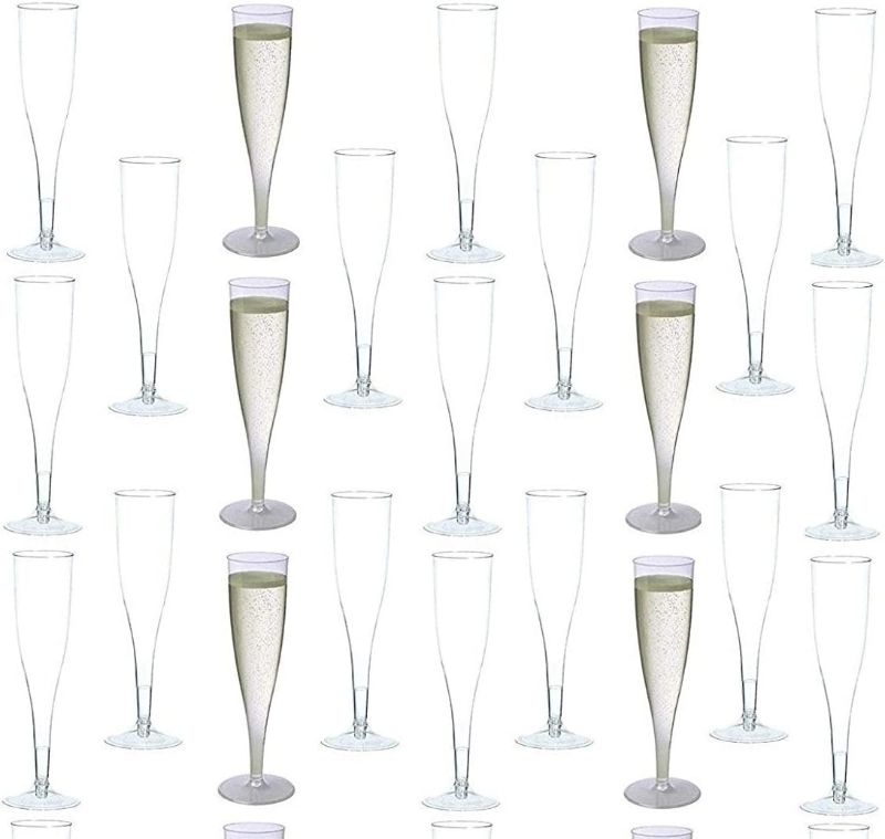 Photo 1 of *SEE NOTES* 100 piece Clear Plastic Classicware Glass Like Champagne Flutes