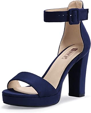 Photo 1 of *SEE NOTES* IDIFU Women's IN4 Sabrina Platform Chunky High Heels, Blue Suede, Size:6